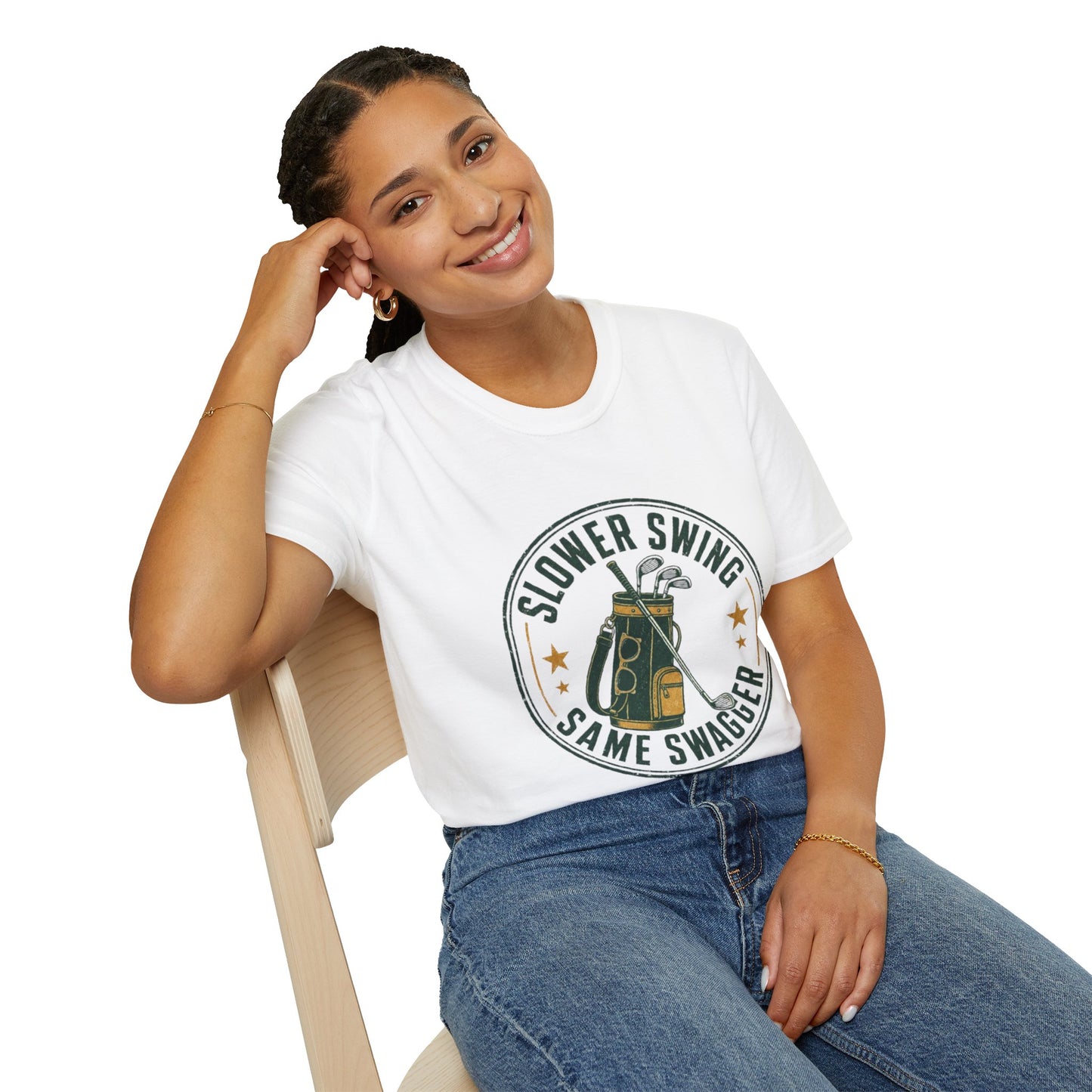 Slower Swing Same Swagger T-Shirt | Golf Bag Graphic