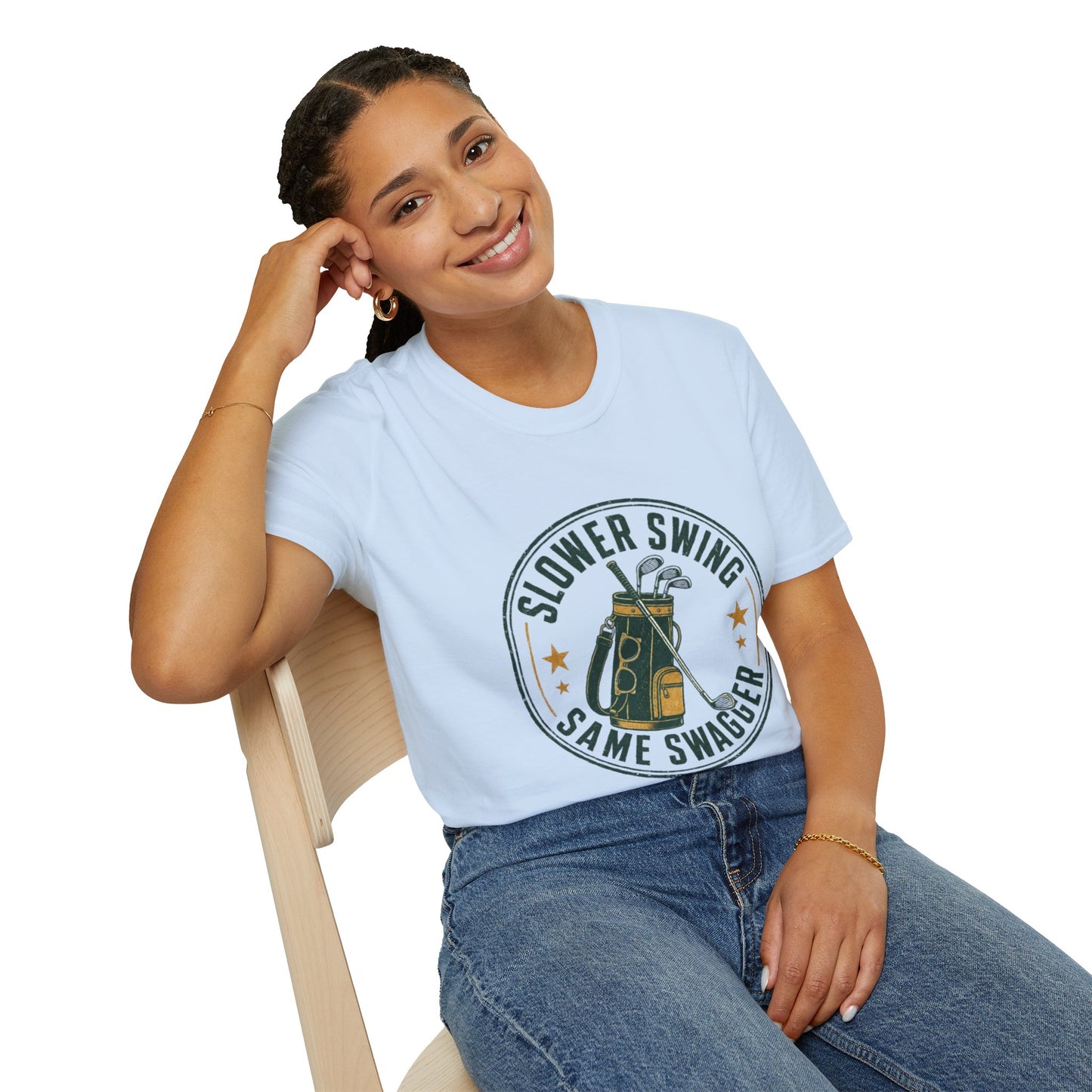 Slower Swing Same Swagger T-Shirt | Golf Bag Graphic